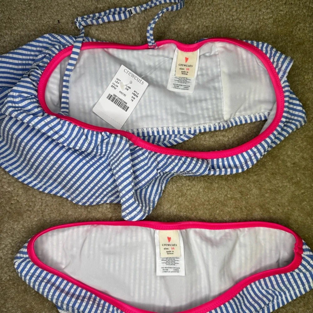 Crewcuts Blue and‎ Pink Striped Kids Bikini